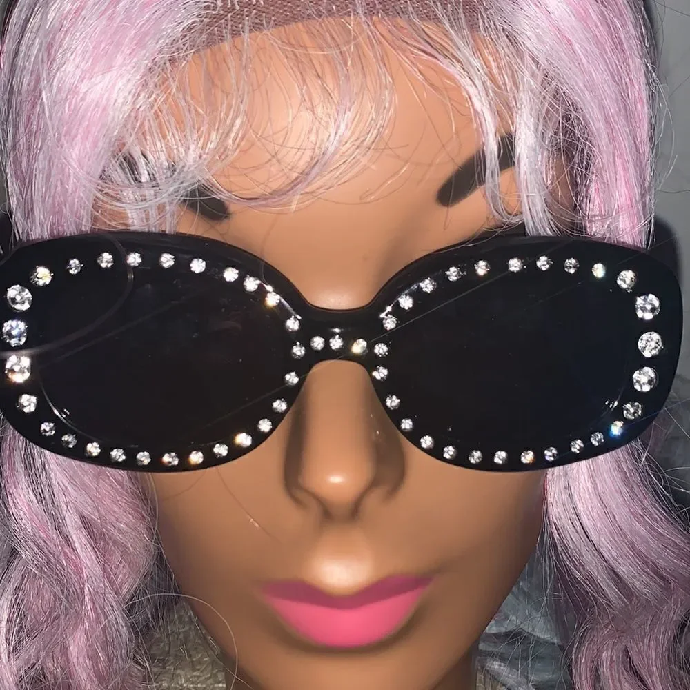 Black Oval Bling Shades‎